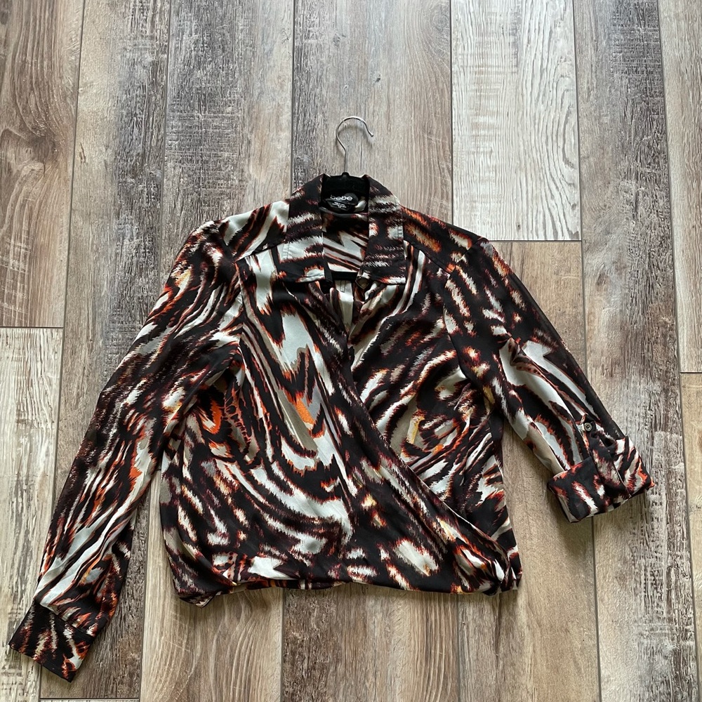 BEBE Animal Print Top XS